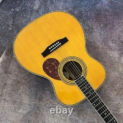 High-end yellow Custom acoustic electric guitar 20frets Fast Shipping In stock