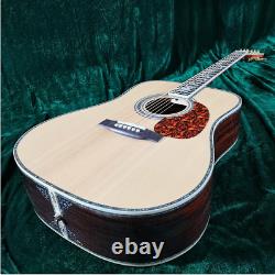 Hollow Body D45 Acoustic Electric Guitar with EQ Abalone Inlay Solid Spruce Top