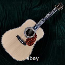 Hollow Body D45 Acoustic Electric Guitar with EQ Abalone Inlay Solid Spruce Top