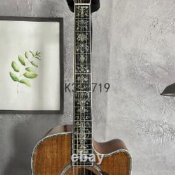 Hollow Body D45 Full Koa Acoustic Electric Guitar Bone Nut Solid Koa Top 6String