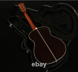 Hollow Body OM42 Acoustic Electric Guitar with EQ Solid Top Real Abalone Inlay
