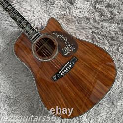 Hollow D45 6 String Acoustic Electric Guitar Cutway KOA Top&Back with EQ