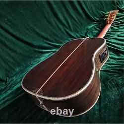 Hollow Handmade Upgraded Acoustic Electric Guitar Solid Spruce Abalone Inlay