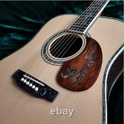 Hollow Handmade Upgraded Acoustic Electric Guitar Solid Spruce Abalone Inlay