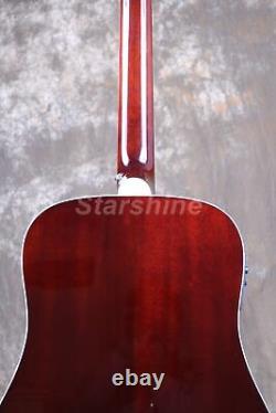 Hollow Yellow Electric Acoustic Guitar 6 String Rosewood Fretboard Red Pickguard