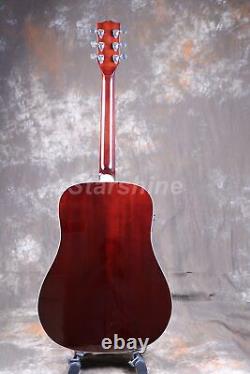 Hollow Yellow Electric Acoustic Guitar 6 String Rosewood Fretboard Red Pickguard