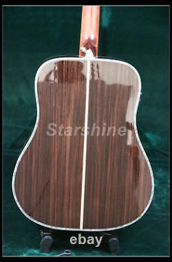 Natural Color Acoustic Electric Guitar Solid Spruce Top Gloss Finish 6Strings