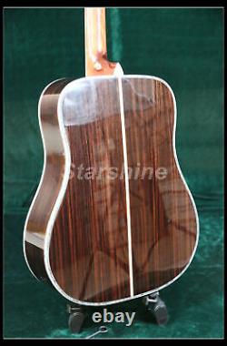 Natural Color Acoustic Electric Guitar Solid Spruce Top Gloss Finish 6Strings
