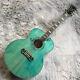 New 6 Strings Acoustic Electric Guitar Transparent Blue Flamed Maple Build In Eq