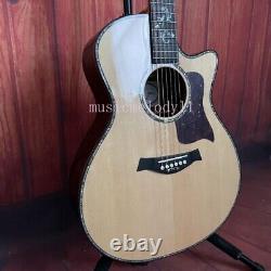 New Custom Solid Spruce Top Acoustic Electric Guitar 916 Fretboard Flower Inlay