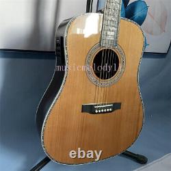 New D-45 Acoustic Electric Guitar Solid Sequoia Top Fretboard Real Abalone Inlay