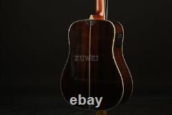 New ZUWEI Acoustic Electric Guitar Abalone Body&Neck Inlay Rosewood Back&Side