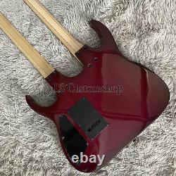 Purple 12+6 String Double Neck Acoustic Electric Guitar Special Shaped FR Bridge