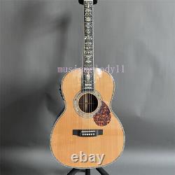 Solid Spruce Top 00045 Acoustic Electric Guitar HPL Fretboard Real Abalone Inlay