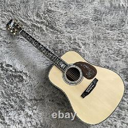 Solid Spruce Top Acoustic Electric Guitar Gold Hardware Hollow Body 6 String