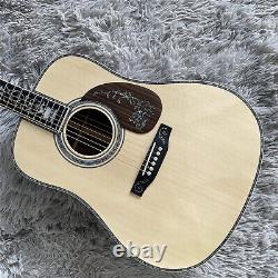 Solid Spruce Top Acoustic Electric Guitar Gold Hardware Hollow Body 6 String