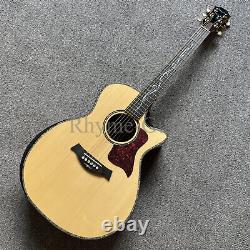 Solid Spruce Top Acoustic Guitar Black Fingerboard Three Electronic Buttons
