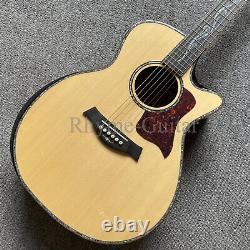 Solid Spruce Top Acoustic Guitar Black Fingerboard Three Electronic Buttons