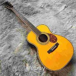 Traditional OM42 Acoustic Electric Guitar Snowflake Abalone Inlay Yellow with EQ