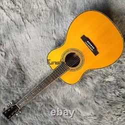 Unbranded 6 String Yellow Color Acoustic Electric Guitar Gold Hardware Free Ship