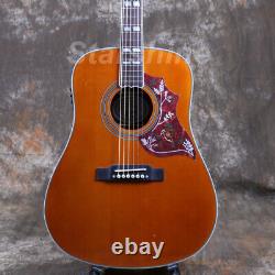 Yellow Hollow Electric Acoustic Guitar Rosewood Fretboard Red Pickguard 6 String