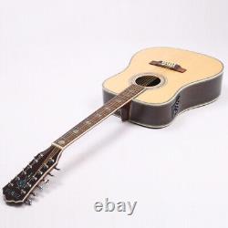 ZUWEI 12 String 1 Electric Acoustic Guitar Solid Spruce Top Real Abalone Inlay