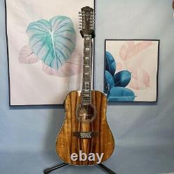 ZUWEI 12 String Full Koa Acoustic Electric Guitar Solid Top Rosewood Fretboard