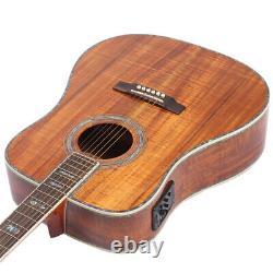 ZUWEI 1 Acoustic Electric Guitar 6-String Solid Koa Top Real Abalone Inlay