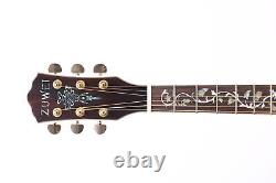 ZUWEI Electric Acoustic Guitar 6-String Flower Inlay Deluxe Koa Solid Top