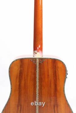ZUWEI Electric Acoustic Guitar 6-String Flower Inlay Deluxe Koa Solid Top