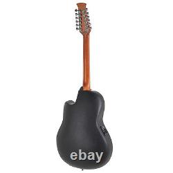 Applaudissements E-Acoustique Guitare électro-acoustique à 12 cordes en satin noir