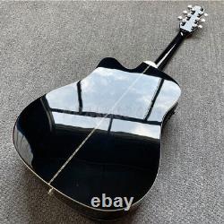 Guitare acoustique-électrique Starshine de 41 pouces, dessus en épicéa, touche en palissandre, noire.