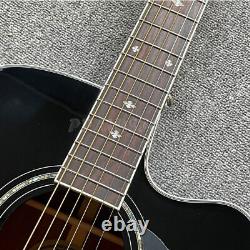 Guitare acoustique-électrique Starshine de 41 pouces, dessus en épicéa, touche en palissandre, noire.