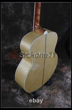 Guitare acoustique électrique naturelle sur mesure, jumbo 6 cordes, touche en palissandre