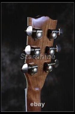 Guitare acoustique électrique naturelle sur mesure, jumbo 6 cordes, touche en palissandre
