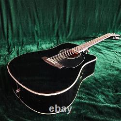 Guitare acoustique électrique noire à 6 cordes avec EQ, body binding, livraison rapide