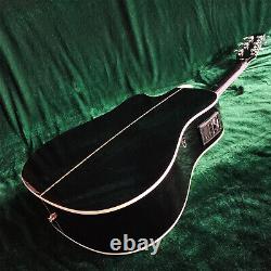 Guitare acoustique électrique noire à 6 cordes avec EQ, body binding, livraison rapide