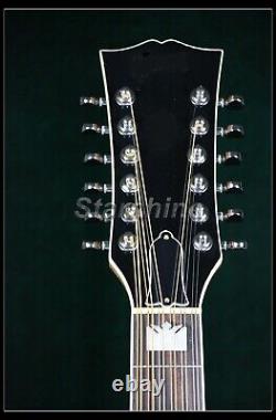 Guitare acoustique électrique personnalisée 12 cordes en épicéa massif avec touche en palissandre