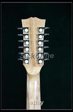 Guitare acoustique électrique personnalisée 12 cordes en épicéa massif avec touche en palissandre
