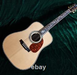 Guitare électrique Acoustic D45 avec EQ, incrustations en abalone véritable, et table en épicéa massif