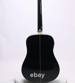 Guitare électrique acoustique noire avec écrou et selles en os, pickguard en forme de colombe et EQ - Livraison gratuite