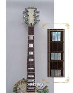 Guitare électrique solide à 6 cordes avec incrustation de nacre, véritable nacre blanche, faite à la main GT274A