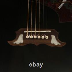 Guitare électro-acoustique Black Spruce avec EQ, sillet en os, et pickguard en forme de colombe à la sortie d'usine