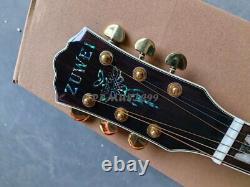 Guitare électro-acoustique ZUWEI avec pan coupé, table en épicéa, touche en palissandre et repose-bras.