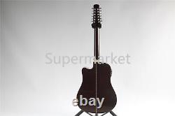 Guitare électro-acoustique à 12 cordes avec sillet et chevalet en os, corps creux, expédition rapide
