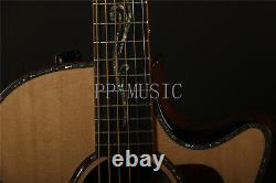 Guitare électro-acoustique à 20 frettes avec table en épicéa massif et touche noire en Koa
