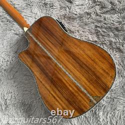 Guitare électro-acoustique à 6 cordes Hollow D45 avec pan coupé, table et dos en KOA avec EQ