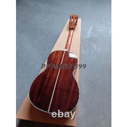 Guitare électro-acoustique faite à la main 00045 avec table en épicéa rouge massif incrustation en abalone et EQ