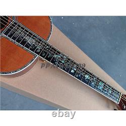 Guitare électro-acoustique faite à la main 00045 avec table en épicéa rouge massif incrustation en abalone et EQ