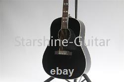 Guitare électro-acoustique noire sur mesure avec touche en palissandre et corps creux à 6 cordes
